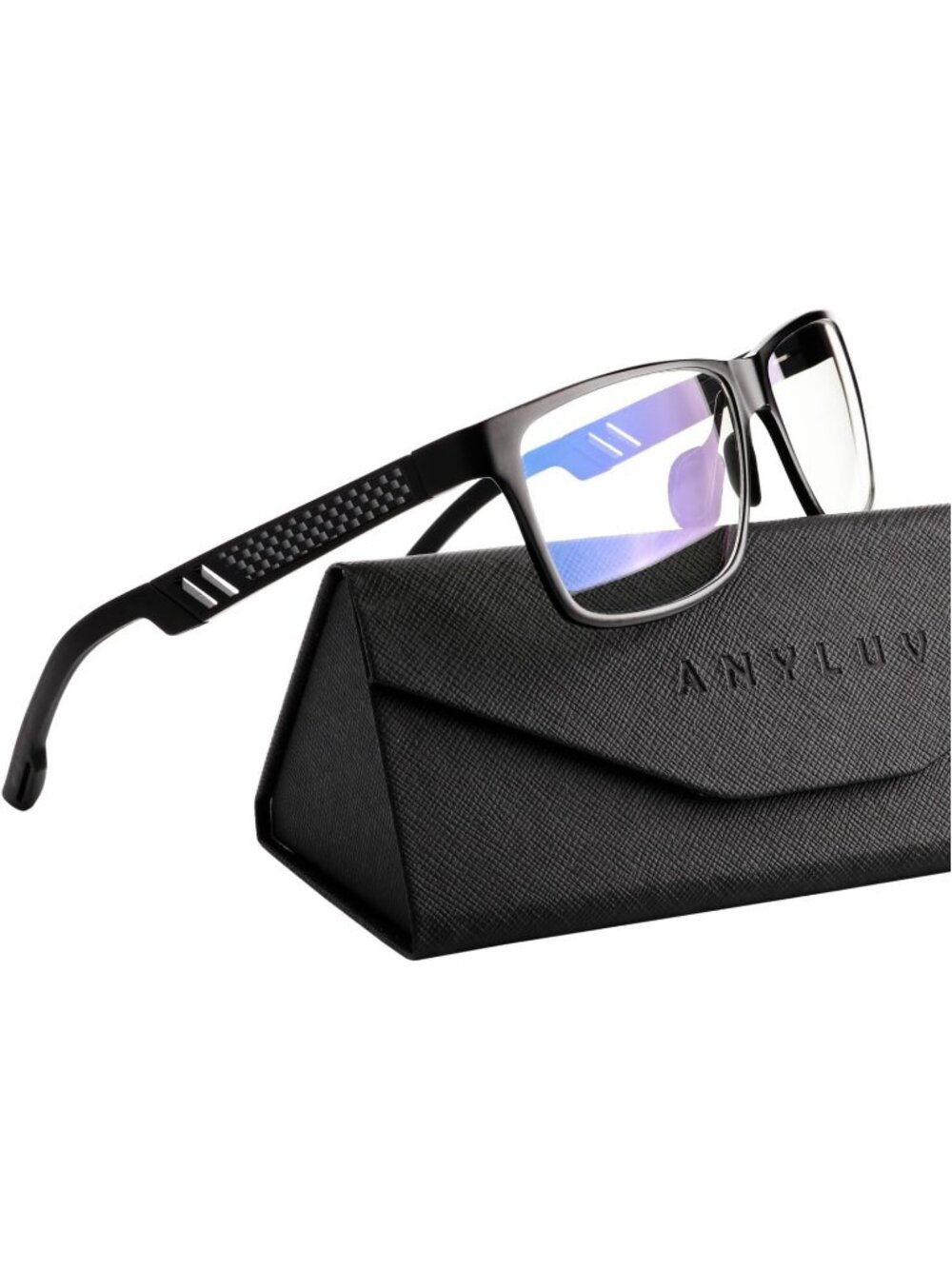 ANYLUV Men's Clear Black Glasses Computer Gaming Blue Light Rectangle Frame